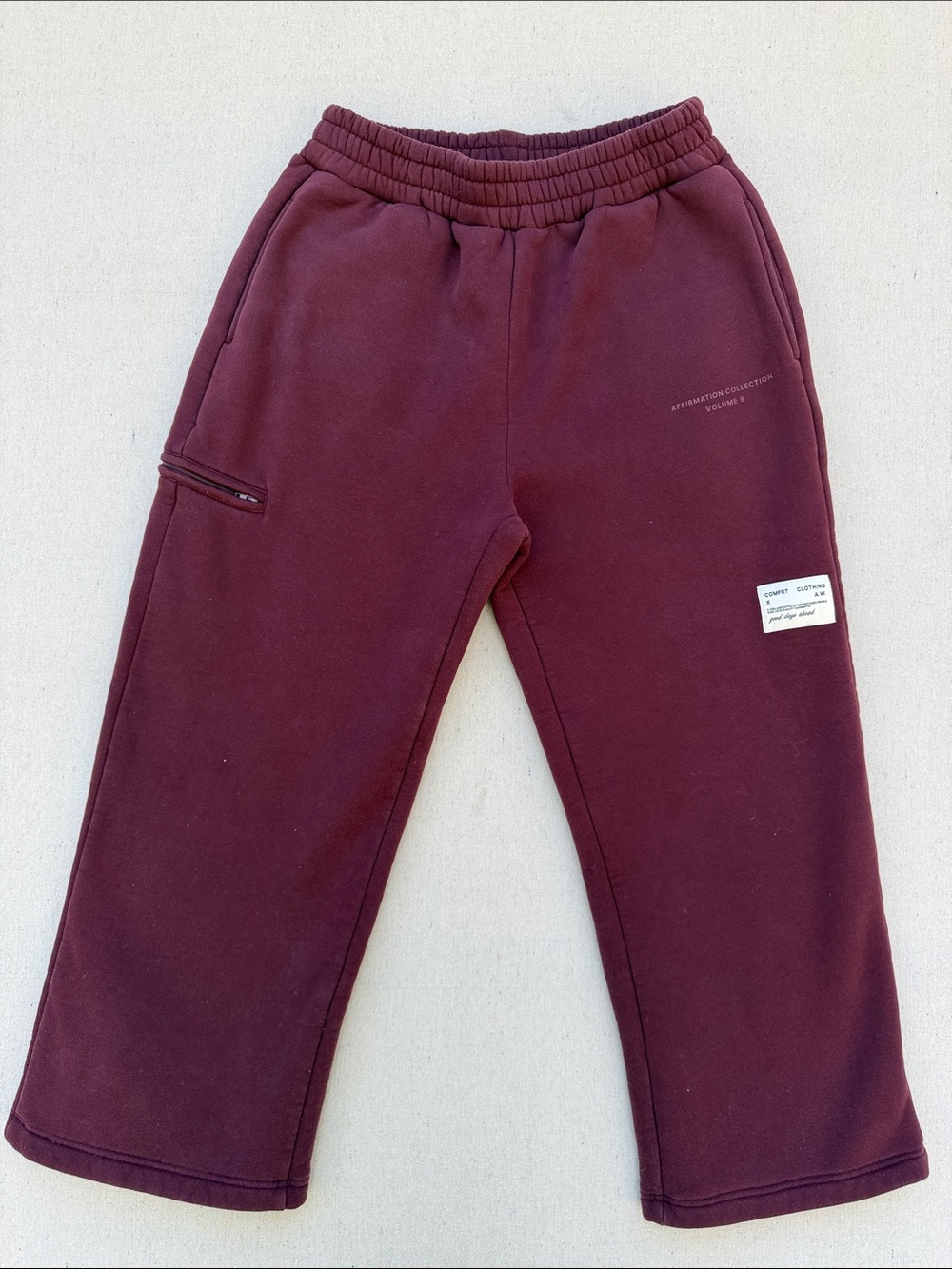 Maroon Fleece Joggers with Zip Pocket